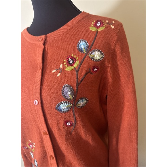 Christopher‎ & Banks Embroidered And Beaded Cardigan Womens Small Boho Folk - Picture 4 of 8